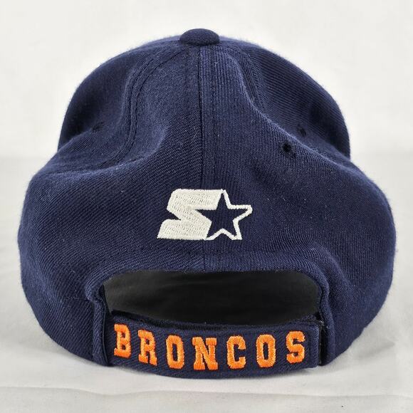 VINTAGE DENVER BRONCOS NFL STARTER BLUE EMBROIDERED STRAP BACK CAP HAT ONE SIZE - Picture 4 of 8